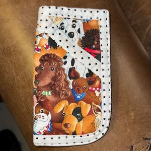 Charsew Artisan Crafted Two Pocket Glasses Case Happy Dog and Dot Theme